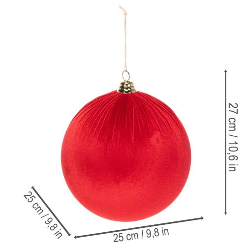 Červená zamatová vianočná guľa, veľká dekoratívna guľa na zavesenie, 25 cm, 2 kusy | Floristik24.sk