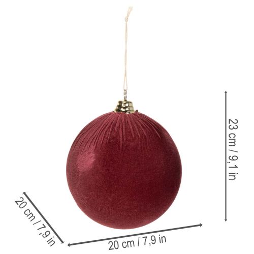 Veľká červená zamatová vianočná guľa, 20 cm, 3 kusy | Floristik24.sk