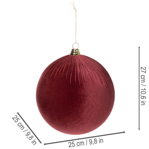 Veľká červená zamatová vianočná ozdoba na zavesenie, 25 cm, 2 kusy | Floristik24.sk