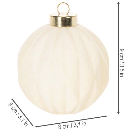 Vianočná guľôčková ozdoba v bielej farbe, zmiešané textúry, 8 cm, 12 kusov | Floristik24.sk