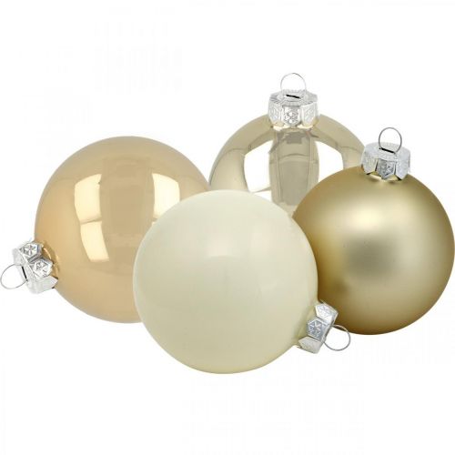 položky Vianočné gule na stromček, ozdoby na stromček, sklenené gule biele/perleť V8,5 cm Ø7,5 cm pravé sklo 12 kusov
