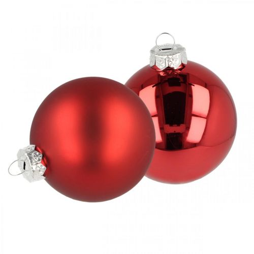 Floristik24 Vianočná guľa na stromček, ozdoby na stromček, Vianočná guľa červená V8,5cm Ø7,5cm pravé sklo 12 kusov