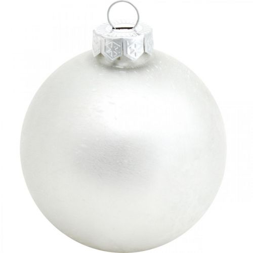 položky Prívesok na stromček, snehová guľa, ozdoba na vianočný stromček, zimná dekorácia biela V4,5cm Ø4cm pravé sklo 24ks