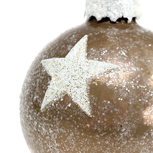 položky Vianočná guľa sklenená so vzorom hviezd svetlohnedá Ø6cm 6ks