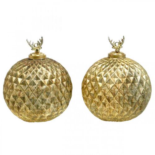 Floristik24 Vianočné gule sob ozdoby na stromček vintage zlaté Ø12cm 2ks