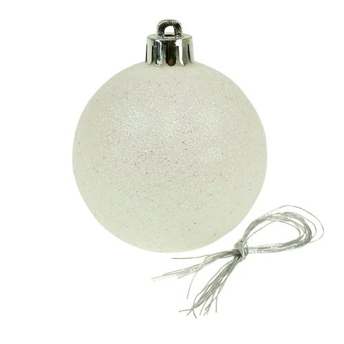 položky Vianočné gule plastové biela-perleť Ø6cm 10ks