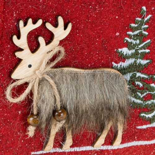 položky Vianočná taška červená s kožušinkou 15,5cm x 18cm 3 ks