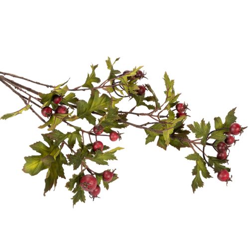 Umelá vetvička hlohu s červenými bobuľami, dekorácia, 110 cm | Floristik24.sk