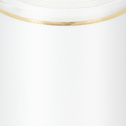 položky Biela stuha na veniec so zlatým okrajom na počítačovú potlač, saténová stuha, vodeodolná, 25m x 125mm