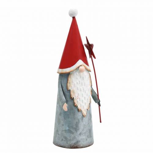 Floristik24 Vianočný škriatok s hviezdou 18cm červený, sivý kov 2ks