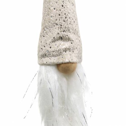 položky Gnóm so špicatým klobúkom na zavesenie krémový 48cm L57cm 3ks