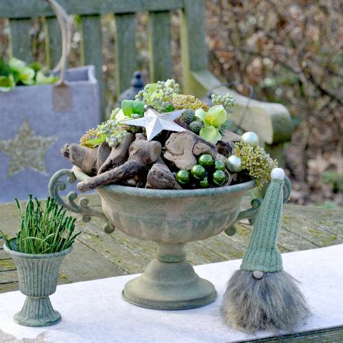 Floristik24 Gnóm s vlneným klobúkom zelený 21cm 2ks