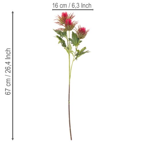 Umelá vetvička červeného bodliaka na dekoráciu, 67 cm, 3 kusy | Floristik24.sk