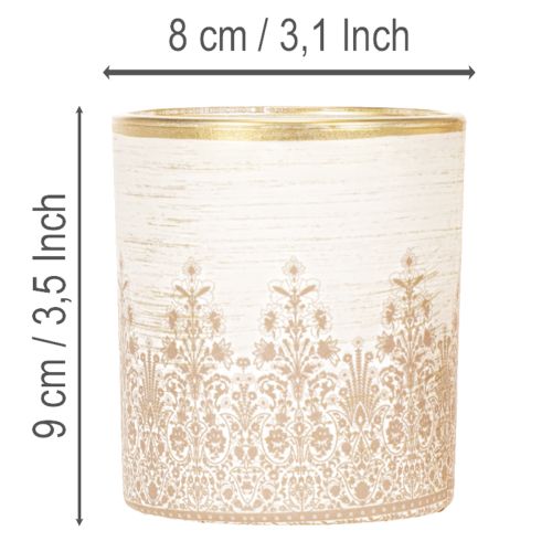 Sklenený držiak na čajové sviečky s kvetinovým vzorom, Ø8cm V9cm, 2 kusy | Floristik24.sk