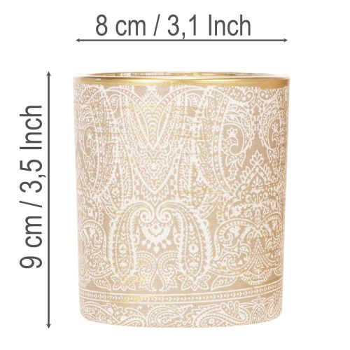 Sklenený držiak na čajové sviečky s paisley vzorom, Ø8cm, V9cm, 2 kusy | Floristik24.sk