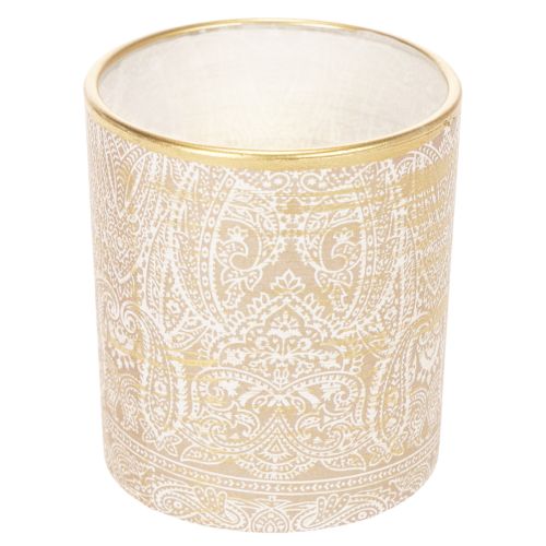 Sklenený držiak na čajové sviečky s paisley vzorom, Ø8cm, V9cm, 2 kusy | Floristik24.sk