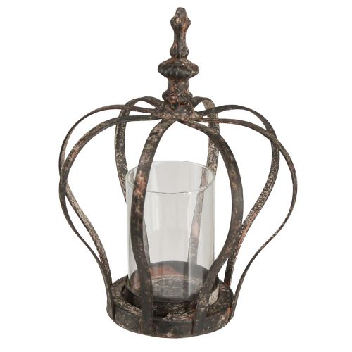 Floristik24 Koruna lampáš hnedá hrdza so sviečkou Ø14cm H18cm