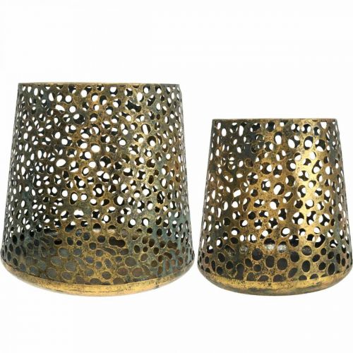 položky Veterná lampa zlatá Ø14/20,5cm H14,5/19,5cm sada 2 kusov