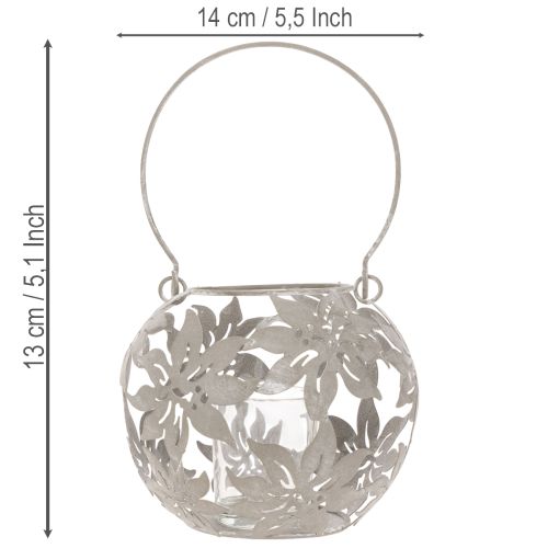 Kovový lampión, závesná dekorácia, sivý, Ø14cm, V13cm | Floristik24.sk