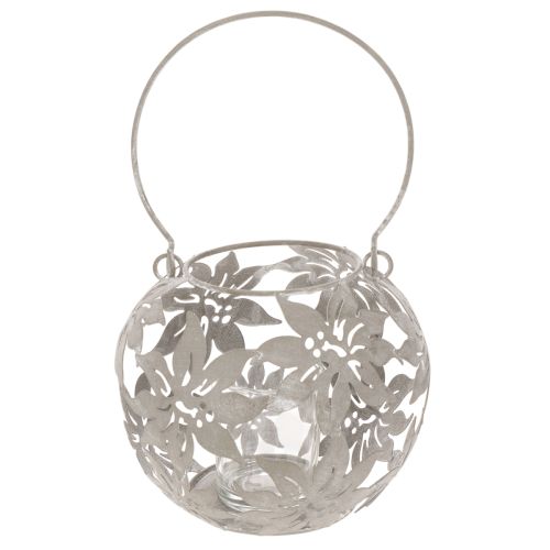 Kovový lampión, závesná dekorácia, sivý, Ø14cm, V13cm | Floristik24.sk