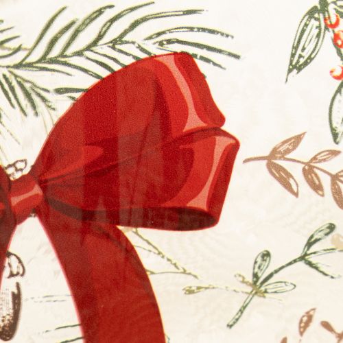 Sklenený svietnik s červenou stuhou a zimnými vetvičkami, 15 cm | Floristik24.sk