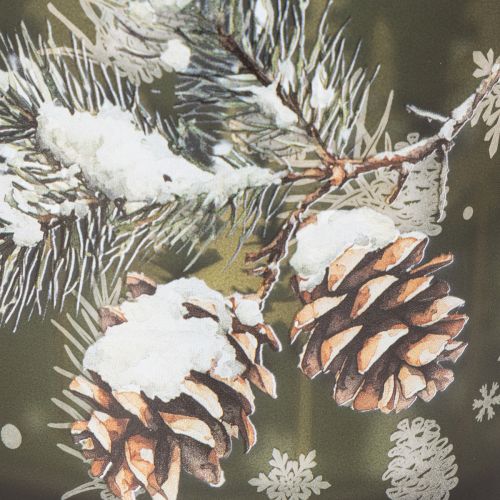 Sklenený držiak na čajové sviečky s borovicovými šiškami a snehovými vločkami, 15 cm | Floristik24.sk