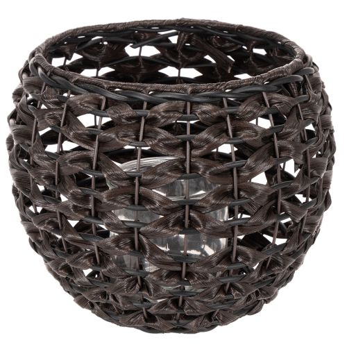 Pletený držiak na čajové sviečky, čierny a hnedý, letná dekorácia, Ø31cm V25cm kúpiť | Floristik24.sk