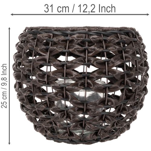 Pletený držiak na čajové sviečky, čierny a hnedý, letná dekorácia, Ø31cm V25cm | Floristik24.sk