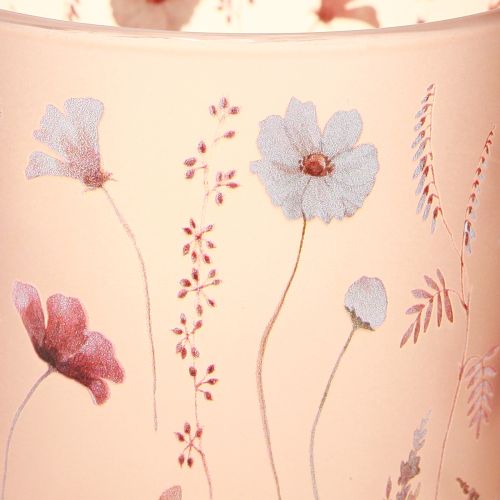 položky Dekoratívny sklenený lampión s kvetinovým motívom pre štýlové bytové doplnky, 12,5 cm, 2 kusy