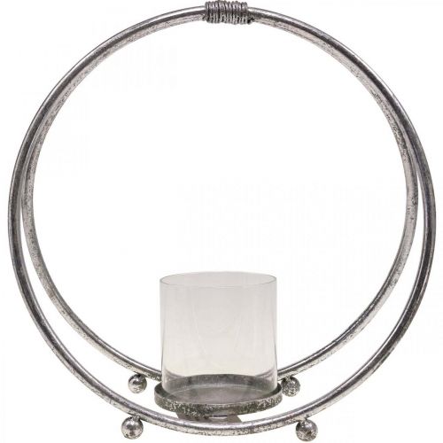 položky Lampáš kovový svietnik strieborné sklo Ø33cm
