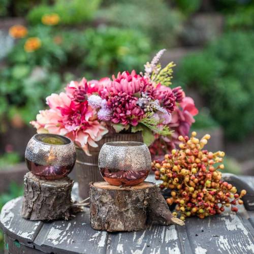 Floristik24 Lucerna sklenená medená Ø8,5cm V6,5cm 4ks