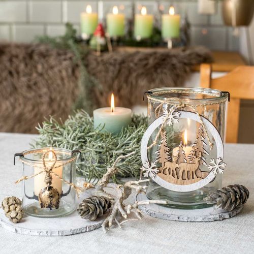 položky Lampáš sklo s držiakom na čajovú sviečku čierny kov Ø13,5×V20cm