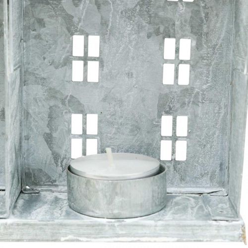 položky Vianočná dekorácia na okno, lampáš, dioráma domček, kovová dekorácia strieborná shabby chic L20cm H20cm