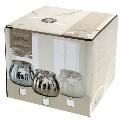 Floristik24 Lampáš svetlomodrý s LED svetlom Ø11cm V10cm