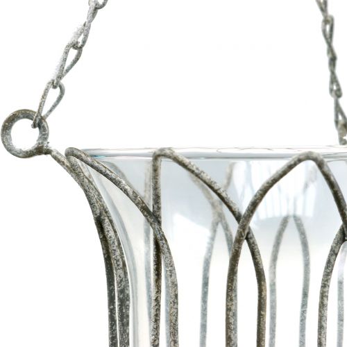 Floristik24 Lucerna na zavesenie Sivá Ø14cm H45cm