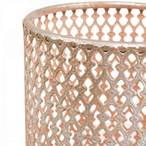 položky Lampáš kovový svietnik sklenený striebornoružový Ø18cm V27cm