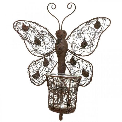 položky Lampáš kovová nástenná dekorácia motýľ hrdzavá dekorácia 36,5cm