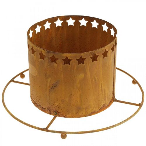 Lampáš s hviezdami, adventný, držiak na veniec vyrobený z kovu, vianočná dekorácia patina Ø25cm
