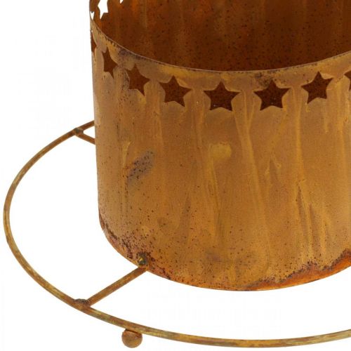 položky Lampáš s hviezdami, adventný, držiak na veniec vyrobený z kovu, vianočná dekorácia patina Ø25cm