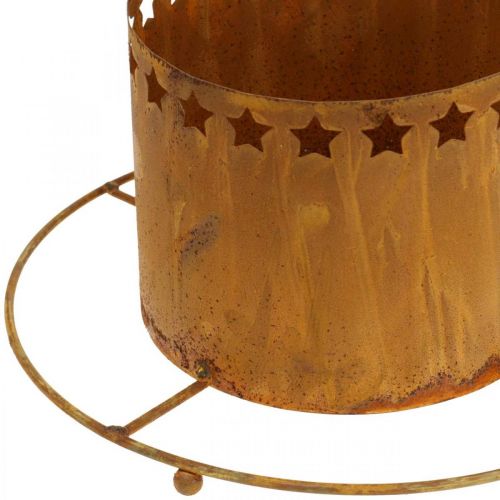 položky Lampáš s hviezdami, adventný, držiak na veniec vyrobený z kovu, vianočná dekorácia patina Ø25cm