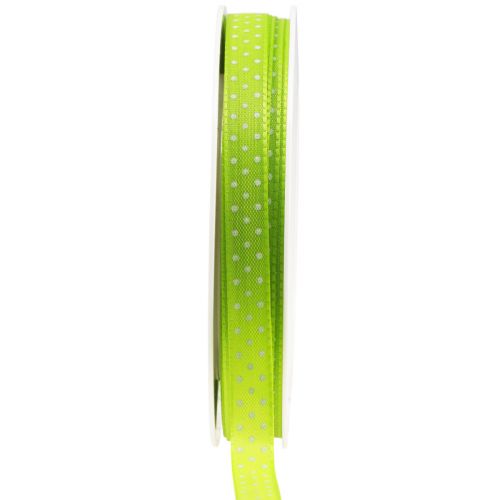 Darčeková stuha bodkovaná ozdobná stuha májová zelená 10mm 25m