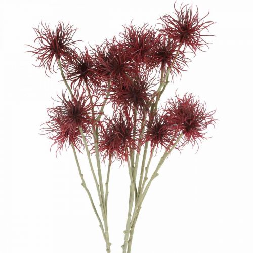 Floristik24 Xanthium umelý kvet jesenná dekorácia červená 6 kvetov 80cm 3ks