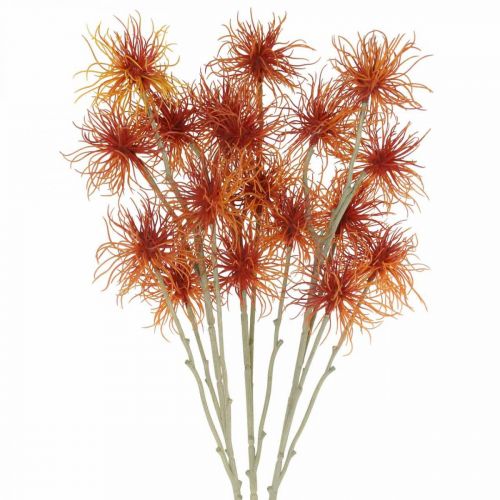 položky Xanthium umelý kvet jesenná dekorácia pomaranč 6 kvetov 80cm 3ks