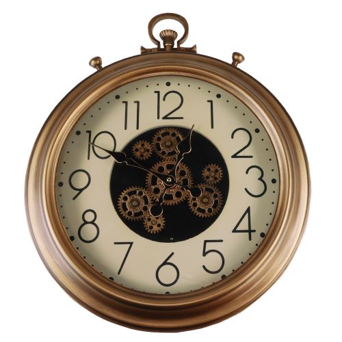 Nástenná dekorácia nástenné hodiny ozubené hodiny bronzové krémové retro Ø54cm