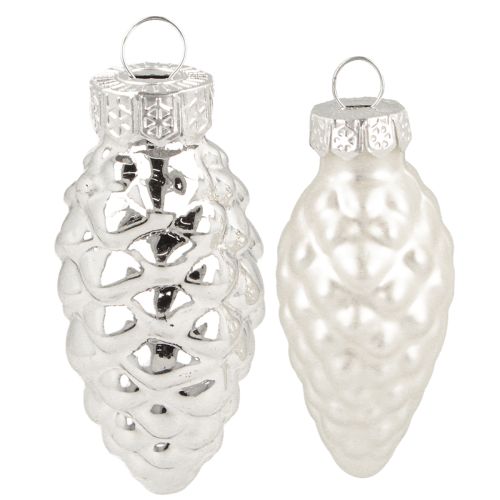 položky Zmes sklenených kornútkov strieborných 5cm 14 ks