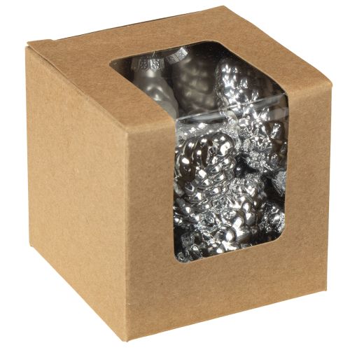 položky Zmes sklenených kornútkov strieborných 5cm 14 ks