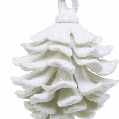 položky Vianočné ozdoby na stromček šišky biele trblietky 9cm 6ks