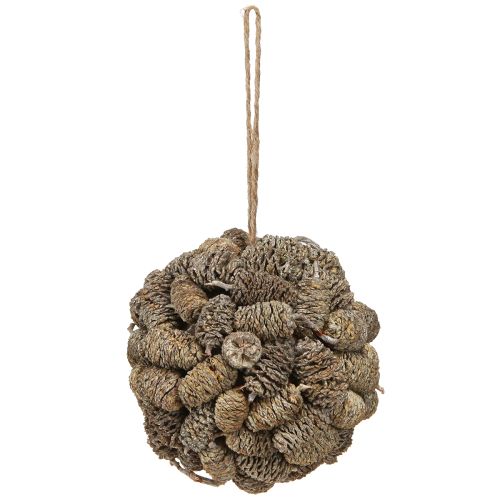 položky Kužeľová guľa na zavesenie jelšových šišiek, bielená 12 cm