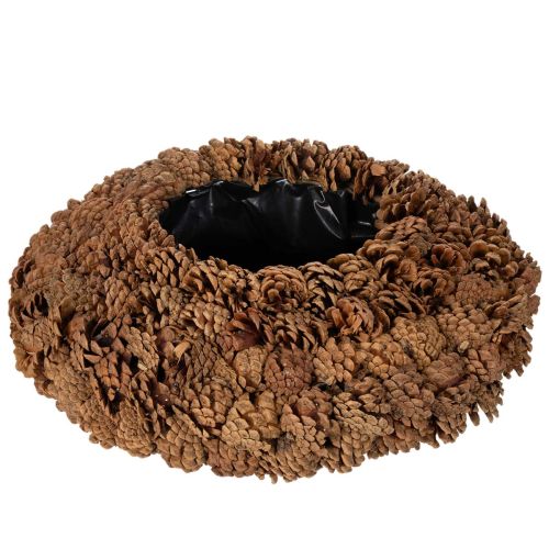 Okrúhly kvetináč zo šišiek ako kvetináč, 38 cm; okrúhly kvetináč zo šišiek, prírodná hnedá farba, vyrobený zo šišiek, 38 cm x 14 cm kúpiť | Floristik24.sk