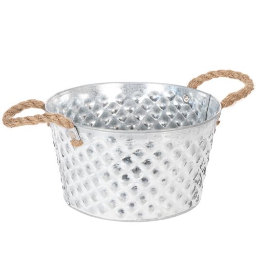 Zinková miska, dekoratívna miska, kovová s lanovou rukoväťou, Ø22cm V12cm kúpiť | Floristik24.sk